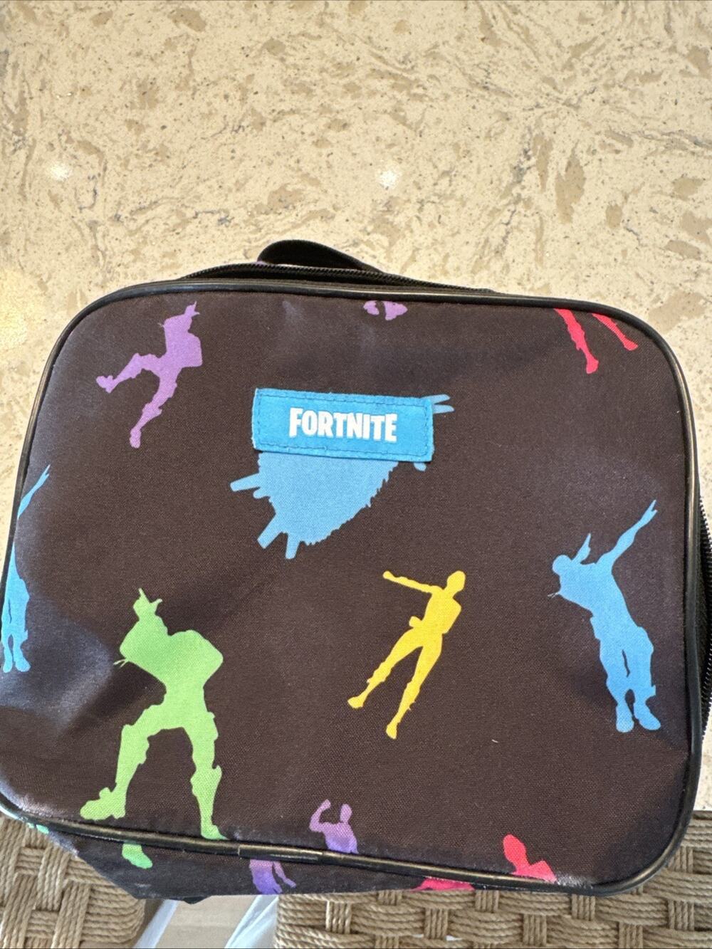 Fortnite Lunch Box. Dance. Insulated. Zip Around. Colorful. Black